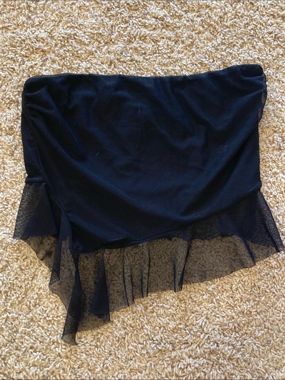 Full Tilt Black Asymmetrical Mesh Hem Mini Skirt